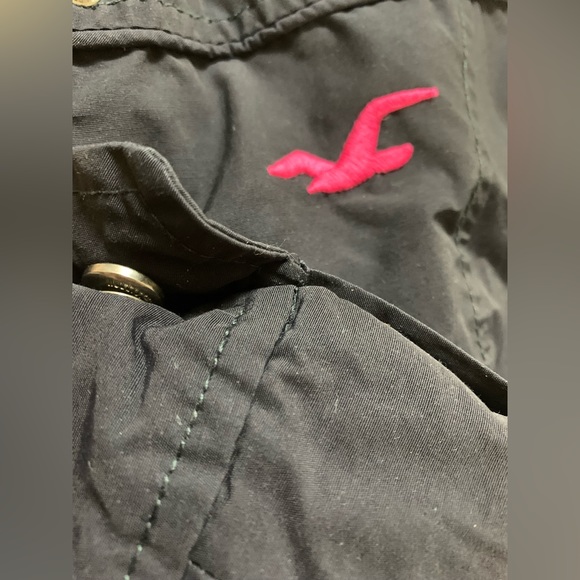 Hollister XS Black Transition Nylon Zip Jacket with Hood & Pink Fleece lining - Picture 9 of 10